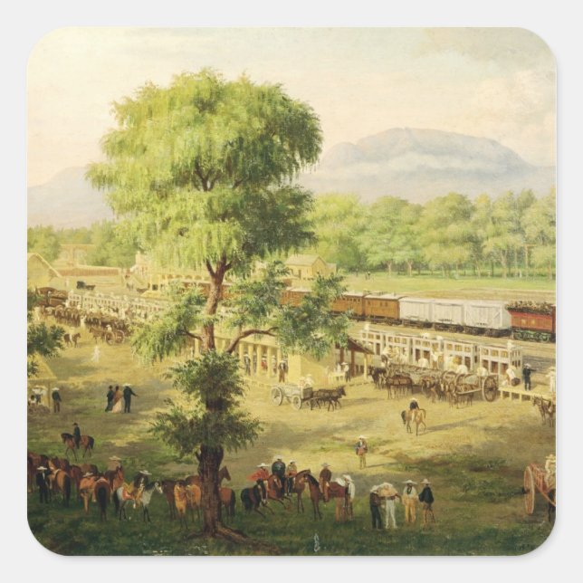 Railway in the Valley of Mexico, 1869 Square Sticker (Front)