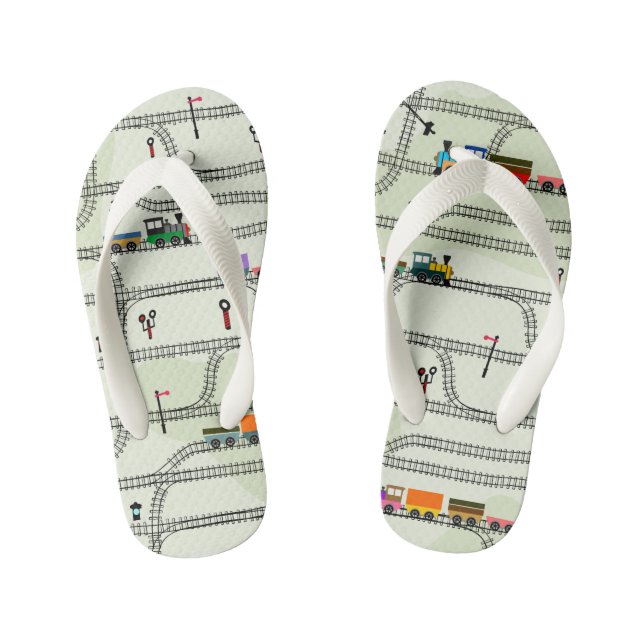 Railway Kids Trains & Tracks  Kid's Flip Flops (Footbed)