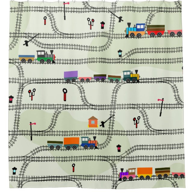 Railway Kids Trains & Tracks  Shower Curtain (Front)