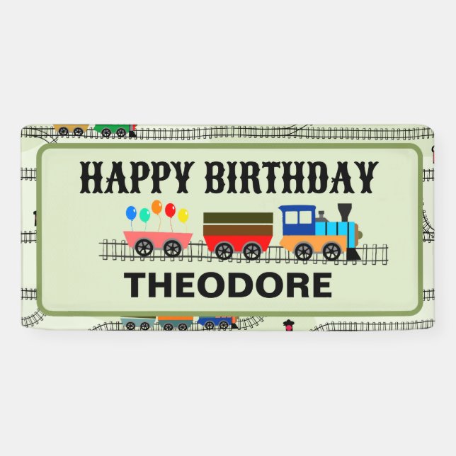 Railway Kids Trains & Tracks Vinyl Banner, 2'x1' Banner (Horizontal)