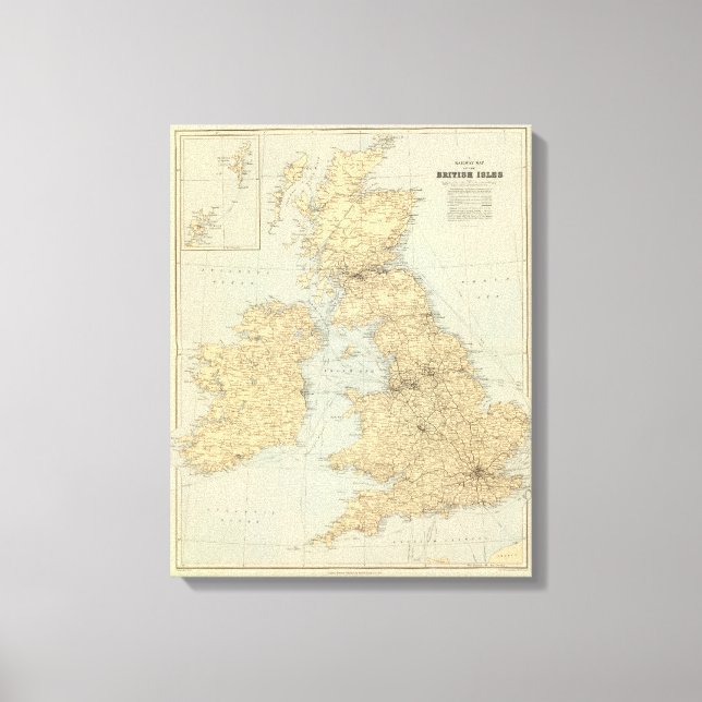 Railway map, British Isles Canvas Print (Front)