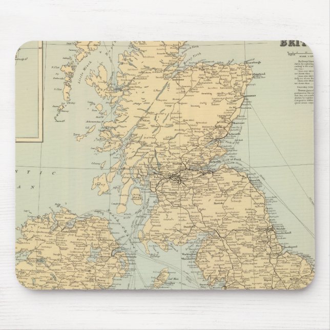 Railway map, British Isles Mouse Mat (Front)