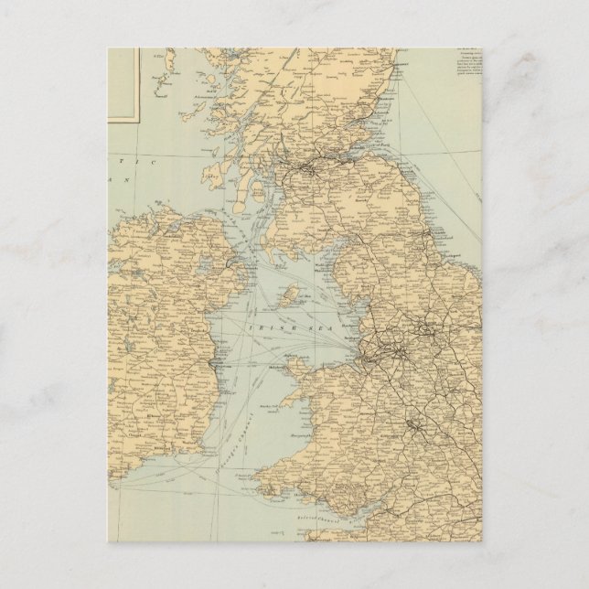 Railway map, British Isles Postcard (Front)