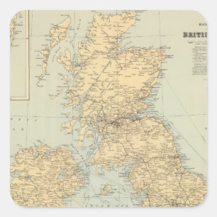 Railway map, British Isles Square Sticker