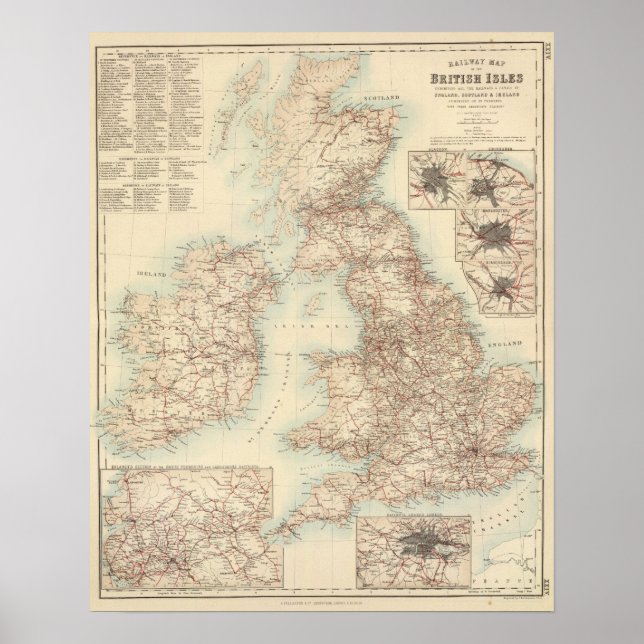 Railway Map of the British Isles Poster (Front)