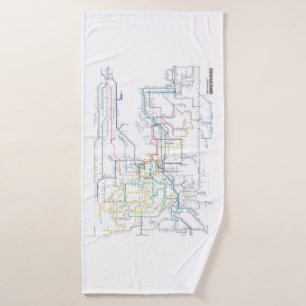 Railway map of the Kansai region of Japan Bath Towel