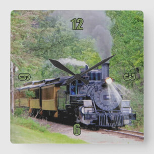 Railway Steam Engine Fine Art for Train-lovers Square Wall Clock