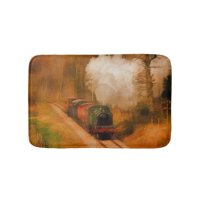 Railway Steam Train for Trainspotters Art Bath Mat (Front)