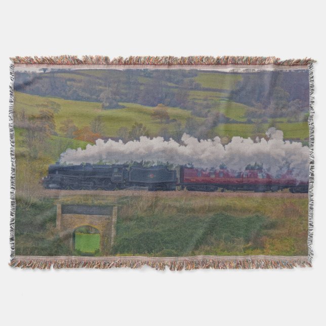 Railway Steam Train for Trainspotters Art Rug II Throw Blanket (Front)