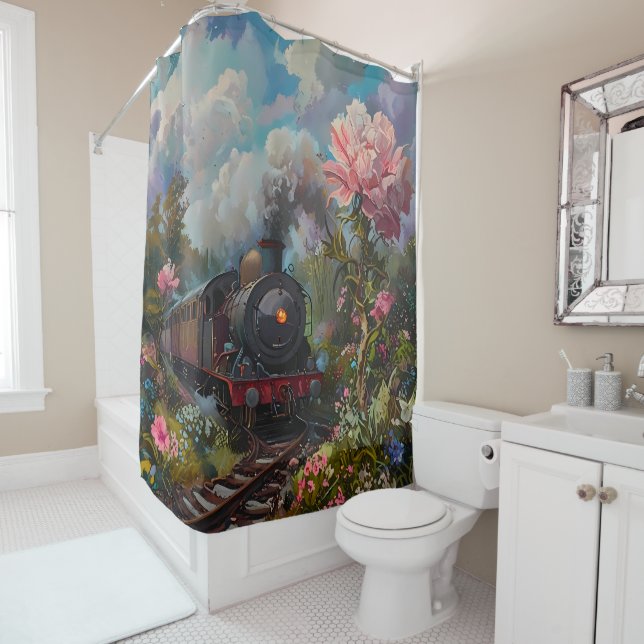 Railway steam train journey lovers  shower curtain (In Situ)
