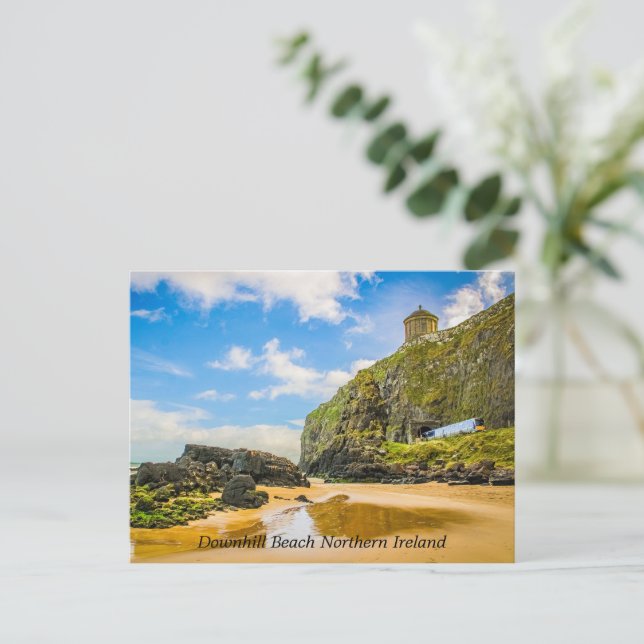 Railway Through the Sands of Downhill Beach Holiday Postcard (Standing Front)