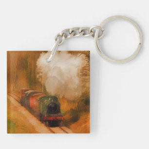 Railway Train Spotters Steam Engine & Smoke Key Ring