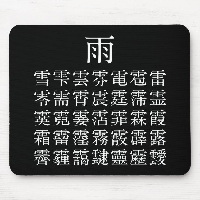 Rain and Rain Cap Kanji Mouse Mat (Front)