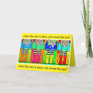 Rain and Sun Boots and Daisies springtime Card