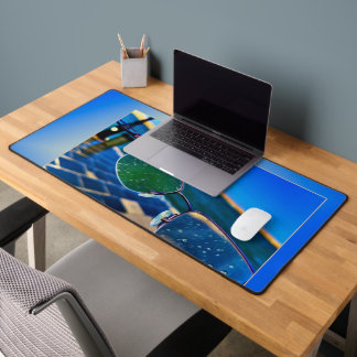 Rain at sea desk mat