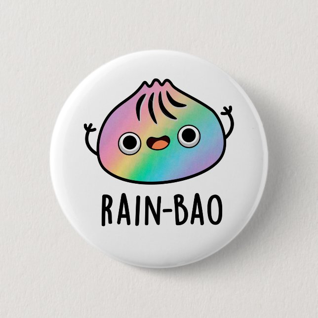 Rain-bao Funny Rainbow Dimsum Bao Pun  6 Cm Round Badge (Front)