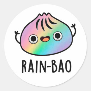 Rain-bao Funny Rainbow Dimsum Bao Pun  Classic Round Sticker