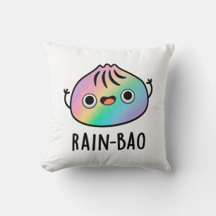 Rain-bao Funny Rainbow Dimsum Bao Pun  Cushion