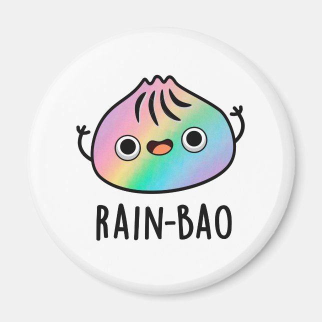 Rain-bao Funny Rainbow Dimsum Bao Pun Magnet (Front)