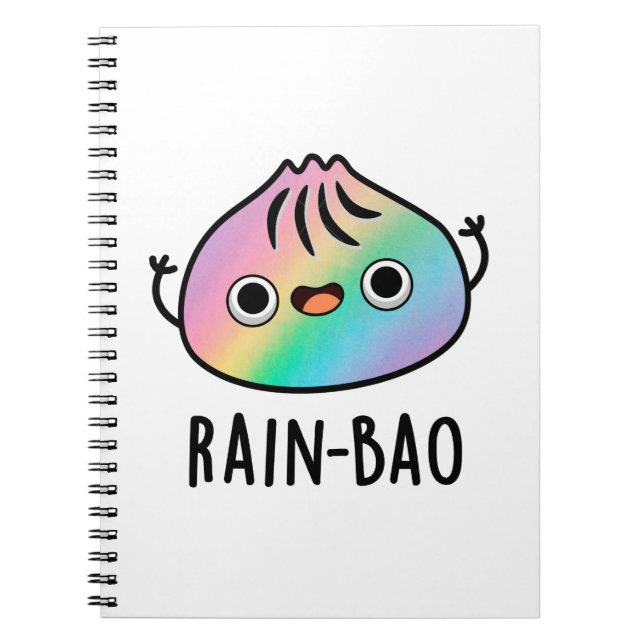 Rain-bao Funny Rainbow Dimsum Bao Pun  Notebook (Front)