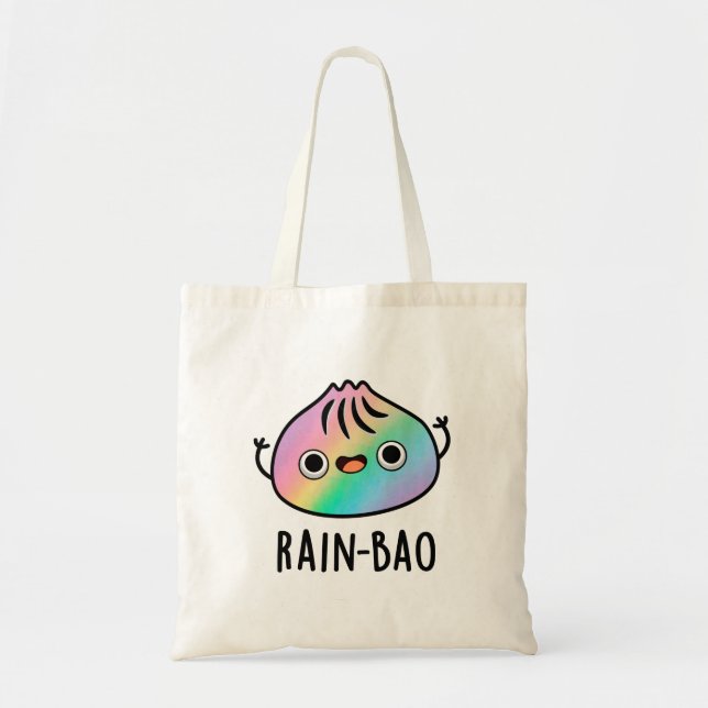 Rain-bao Funny Rainbow Dimsum Bao Pun  Tote Bag (Front)