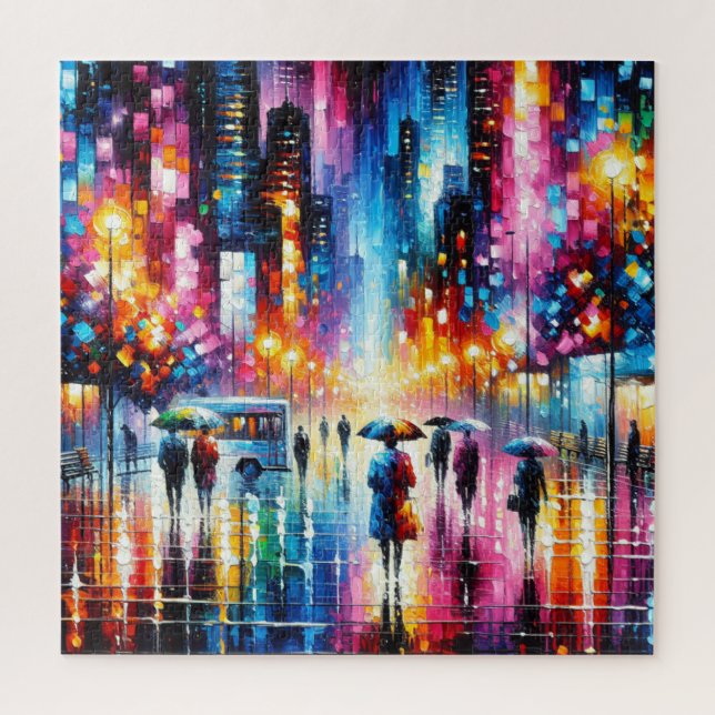 RAIN CITY LIGHTS JIGSAW PUZZLE (Vertical)