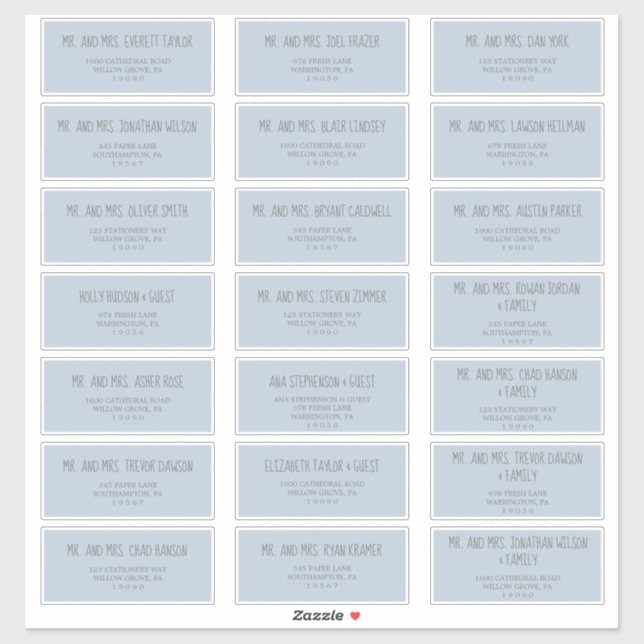 Rain Cloud Blue Baby Shower Guest Address Labels (Sheet)