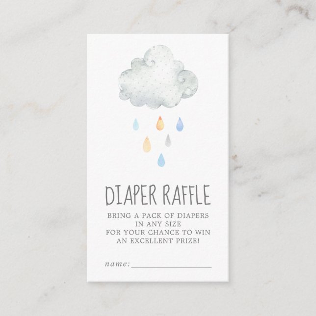 Rain Cloud Boy Baby Shower Diaper Raffle Enclosure Card (Front)