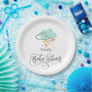 Rain Cloud Boy Baby Shower Plates