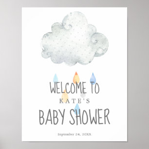 Rain Cloud Boy Baby Shower Welcome Poster