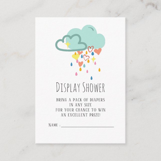 Rain Cloud Boy Diaper Raffle Card (Front)
