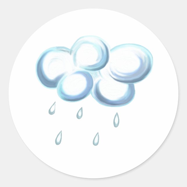 Rain Cloud Classic Round Sticker (Front)