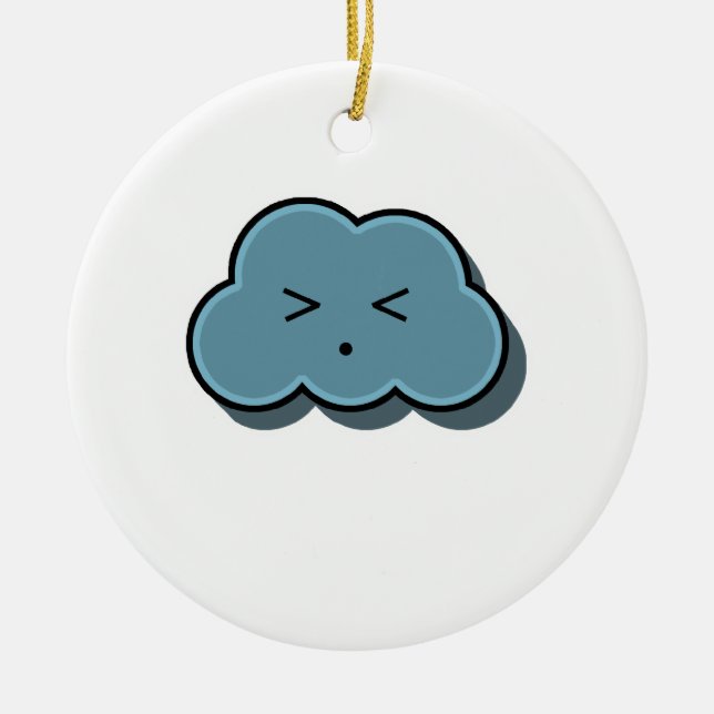 Rain Cloud Finds Relief Ceramic Tree Decoration (Front)