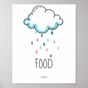 Rain Cloud Girl Baby Shower Food Sign