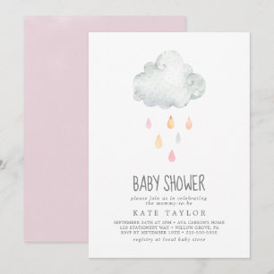 Rain Cloud Girl Baby Shower Invitation