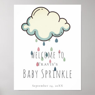 Rain Cloud Girl Baby Sprinkle Poster