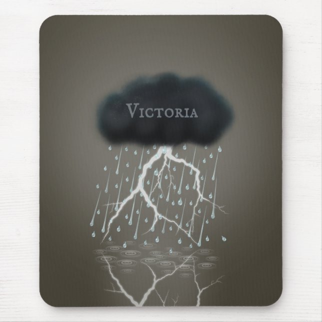 Rain Cloud & Lightning Surreal Fantasy Custom Mouse Mat (Front)
