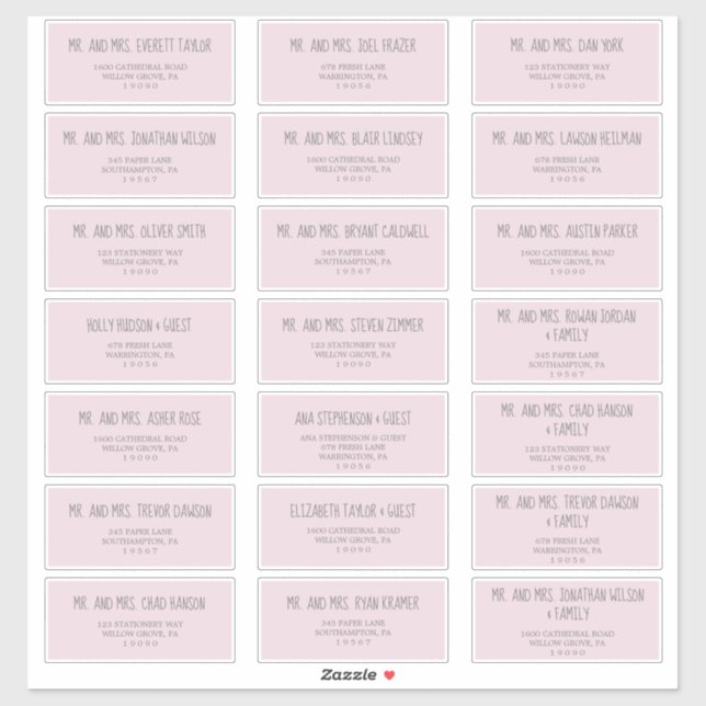 Rain Cloud Pink Baby Shower Guest Address Labels (Sheet)