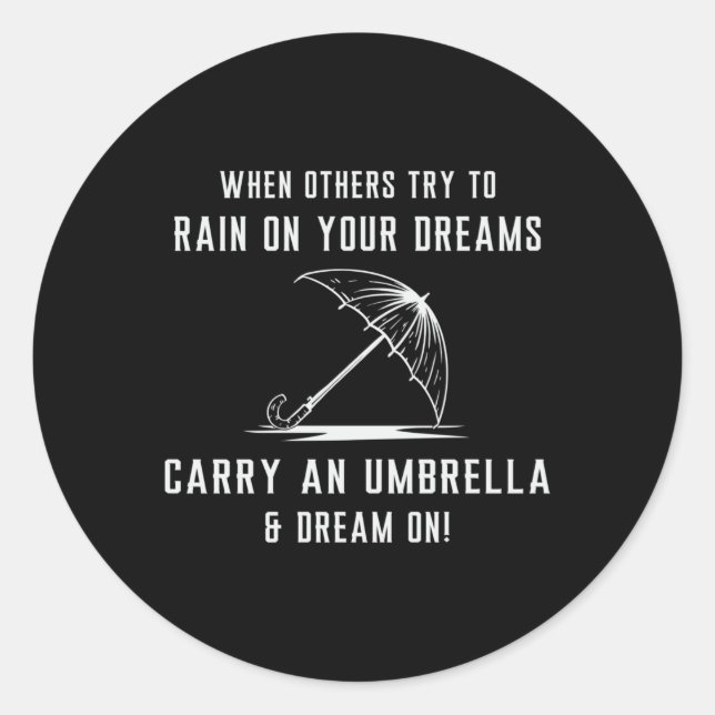Rain Cloud Raindrop Umbrella Weather Rainy Gift Classic Round Sticker (Front)