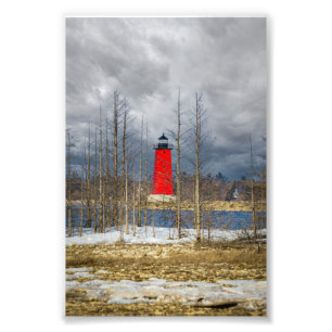 Rain Clouds Over East Breakwall Lighthouse MI Photo Print