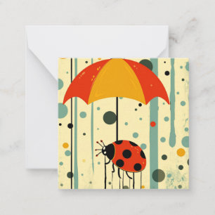 Rain Coming Down, Umbrellas Up: Ladybug Greetings Card