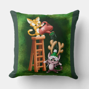 RAIN DEER CATS by Jeff Willis Art Cushion