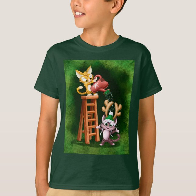 RAIN DEER CATS by Jeff Willis Art T-Shirt (Front)