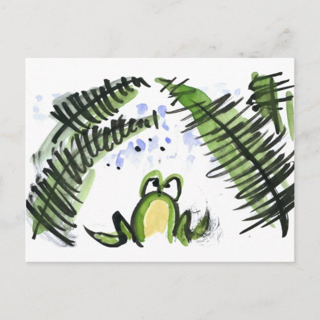 Rain Drenched Ferns and Frog Postcard (Front)