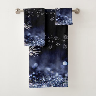 Rain drop flower shower curtain bath towel set