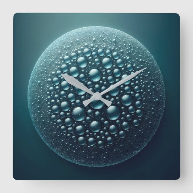 rain droplets square wall clock (Front)