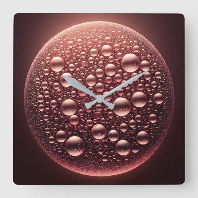rain droplets square wall clock (Front)
