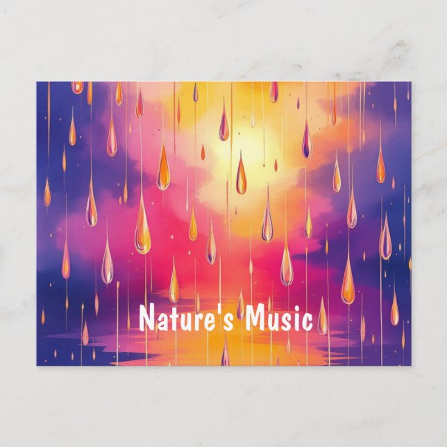Rain Droplets Watecolor Colourful Postcard (Front)