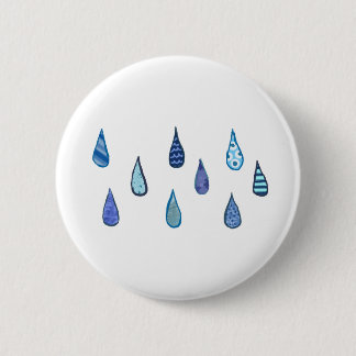 Rain Drops 6 Cm Round Badge