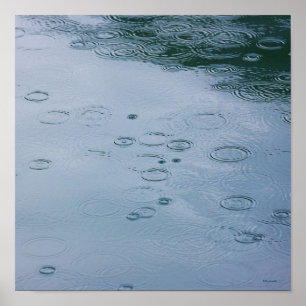 Rain drops and water ripples poster
